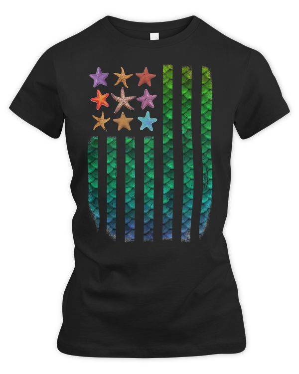 Mermaid Sea Life AmericanFlag Starfish &amp; Stripes235 Ocean Lover