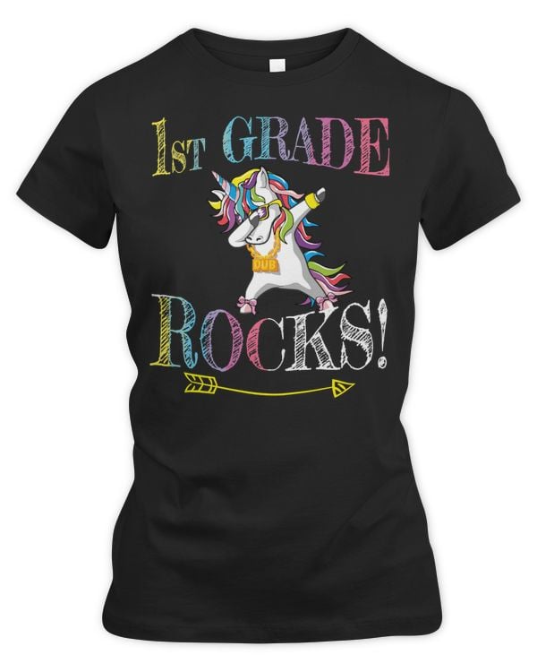 Teacher Teaching Lover 1st Grade Rocks Dabbing Unicorn Back to School Dad Dance Teacher Funny Gift 631