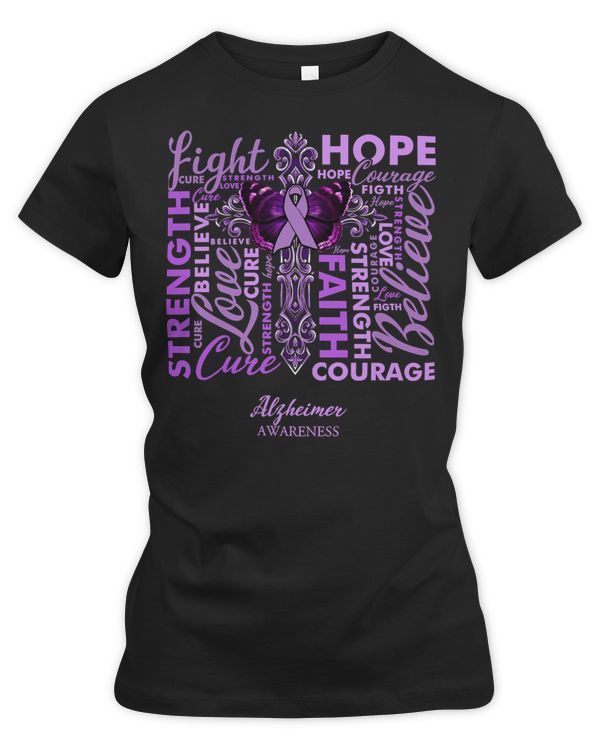 Fight Hope Cure Butterfly Ribbon Alzheimers Disease Awareness