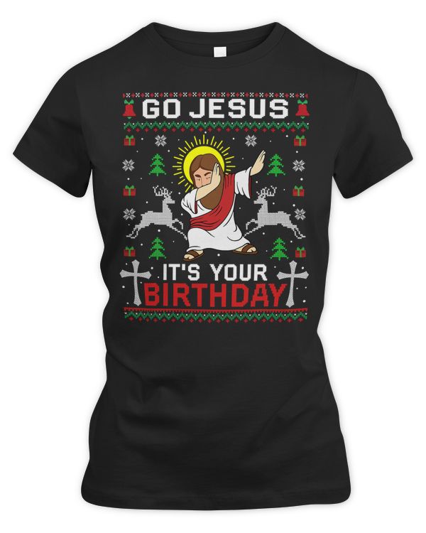 Christian Jesus Go Jesus Its Your Birthday Ugly Christmas Sweater Men 38