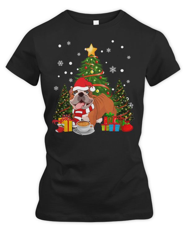 English Bulldog Dog French Bulldog Dog Christmas Is Coffee Light Tree Xmas 154