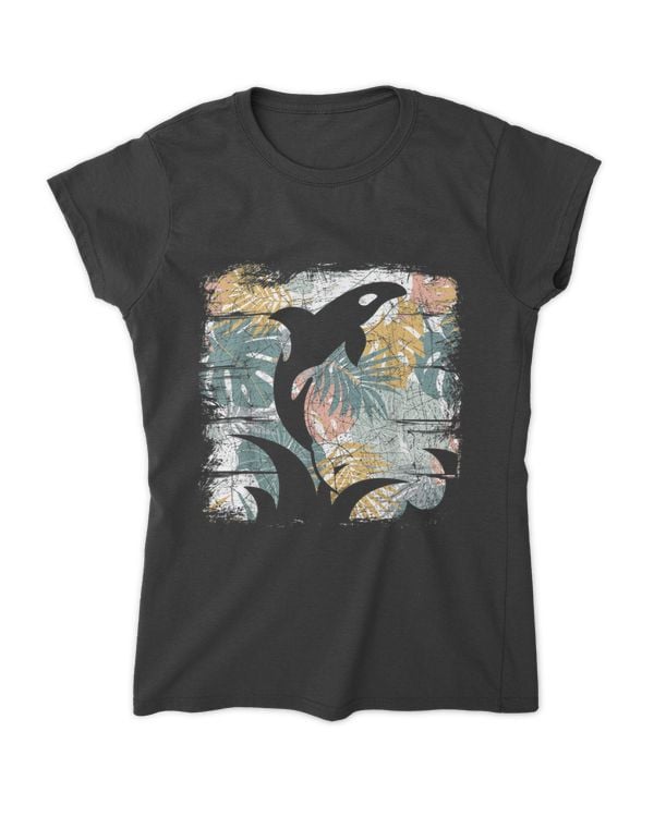 Tropical Nature Pattern Exotic Summer Vacation Whale Orca T-shirt
