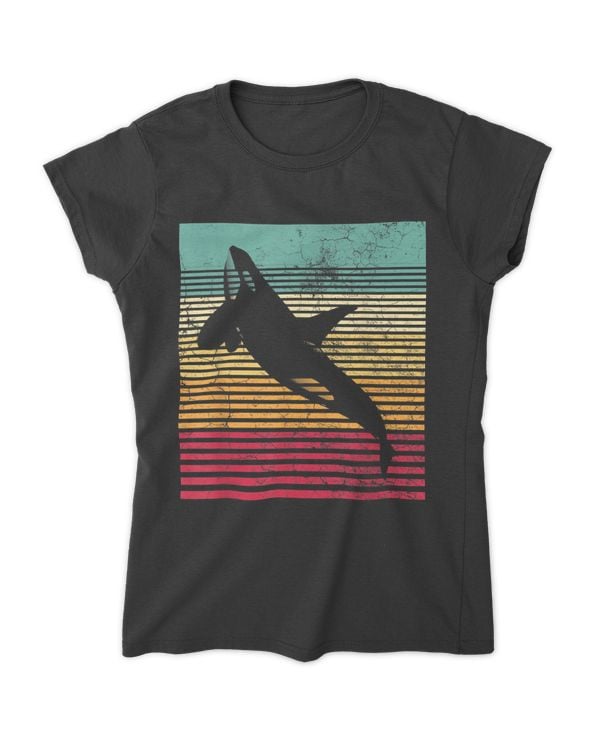 Whale Orca Retro Style Men Women Novelty Vintage Funny Gift T-shirt