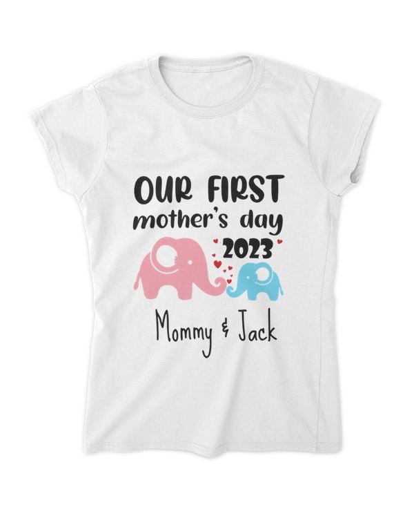 Custom name Tshirt -Your name and Your child, Gift for first time mom 2023 Tshirt |treasurelife.store