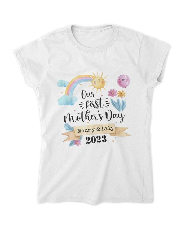 Custom name Tshirt 2023, Our of First time mom, First Mother's Day, First time Mommy Tshirt | treasurelife.store