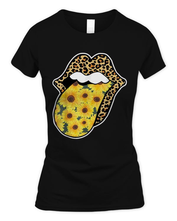 Leopard Lips Sunflower Tongue Sticking Out Flower Graphic