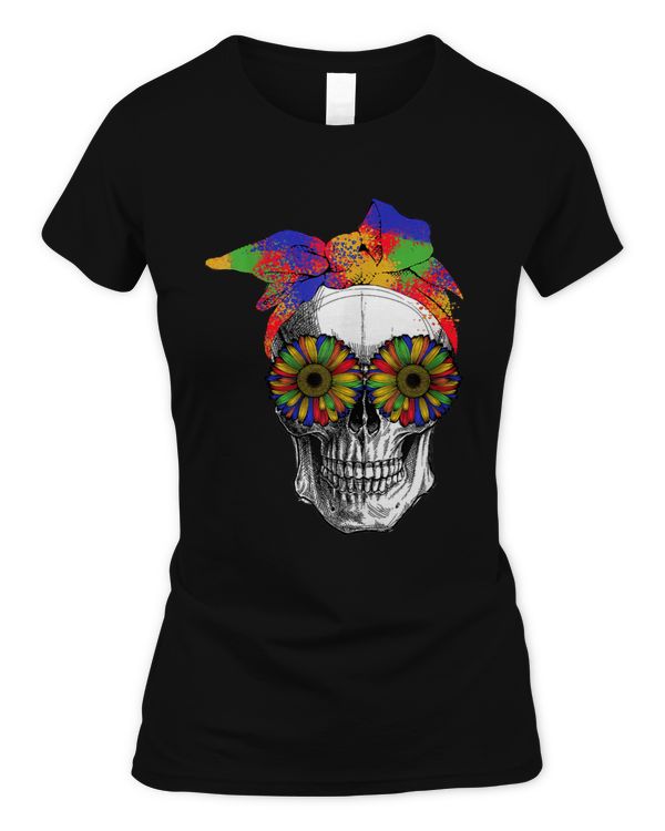 Cool Sugar Skull Bandana Colorful Sunflower Day of The Dead