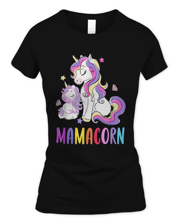 Cute Mamacorn Funny Unicorn Mothers Day 2021 Rainbow Colors T-Shirt
