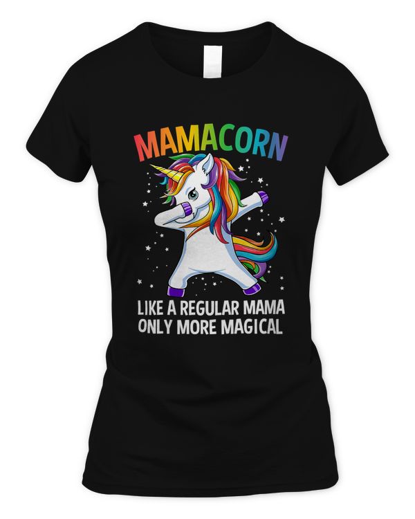 Womens Mamacorn Dabbing Unicorn Mama Funny Mothers Day V-Neck T-Shirt