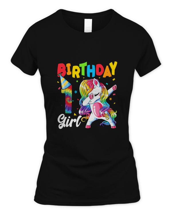 1th Birthday Girl 1 Years Old Awesome Unicorn Dabbing Bday T-Shirt