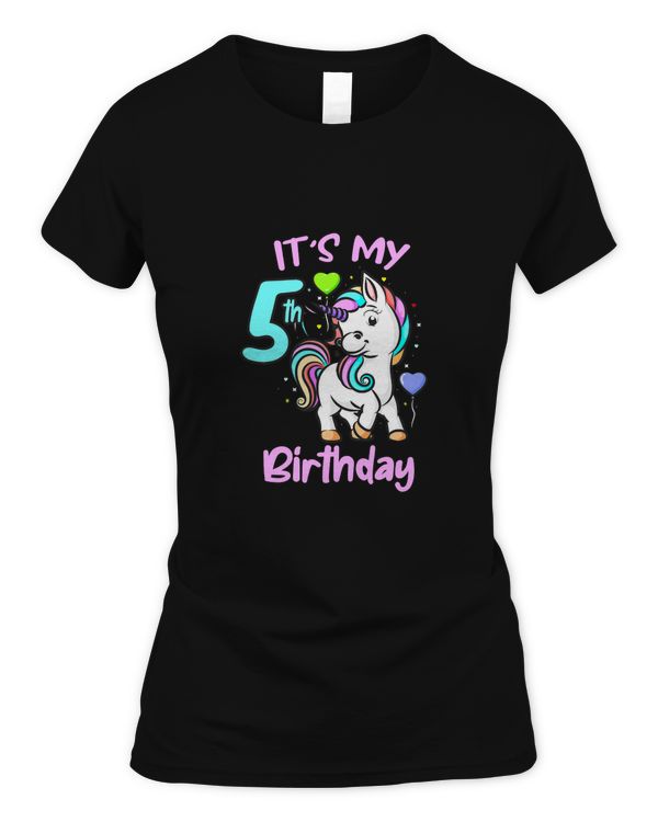 5th Birthday Unicorn For 5 Year Old Kids and Girls T-Shirt