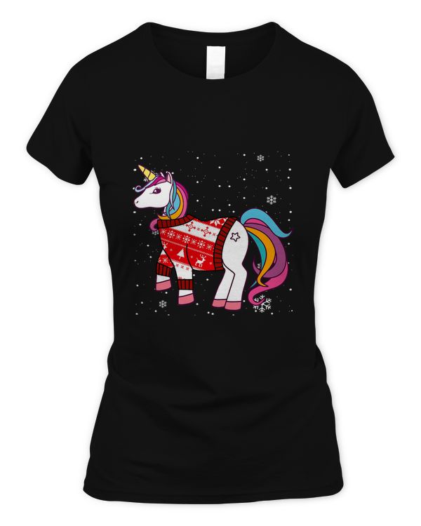 Funny Christmas Unicorn UGLY Costumes Rainbow Holiday Gifts T-Shirt