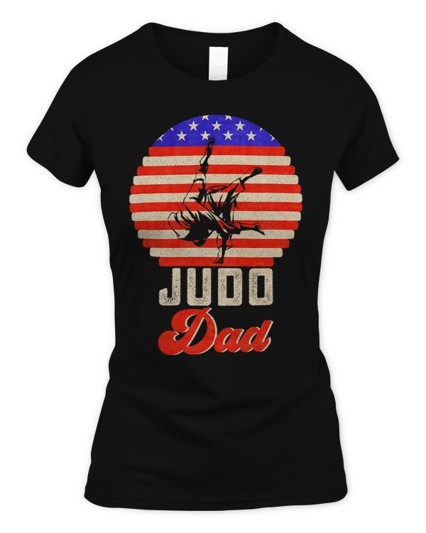 Vintage Retro USA Flag Proud Judo Karate Dad Judoist Sunset