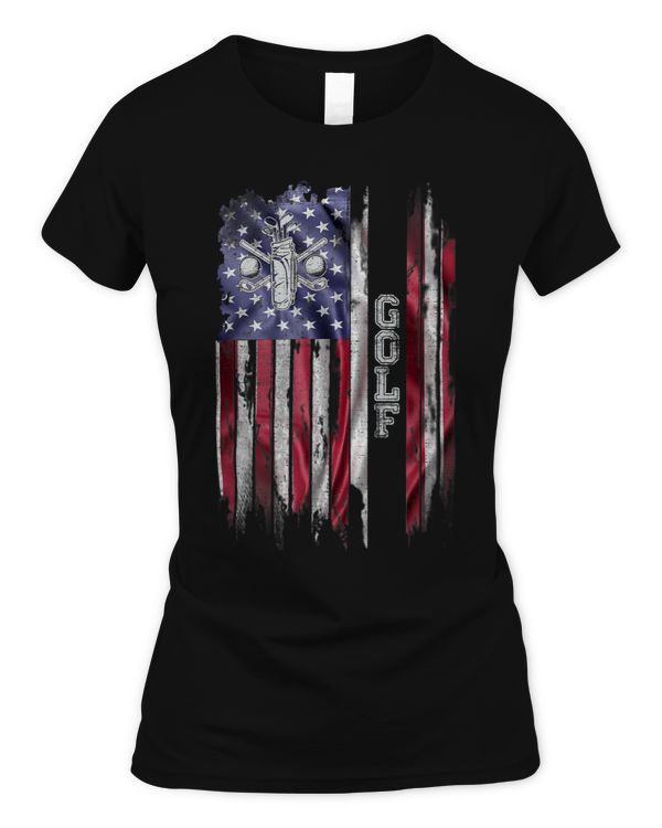 Vintage USA American Flag Golf Player Golfer Silhouette