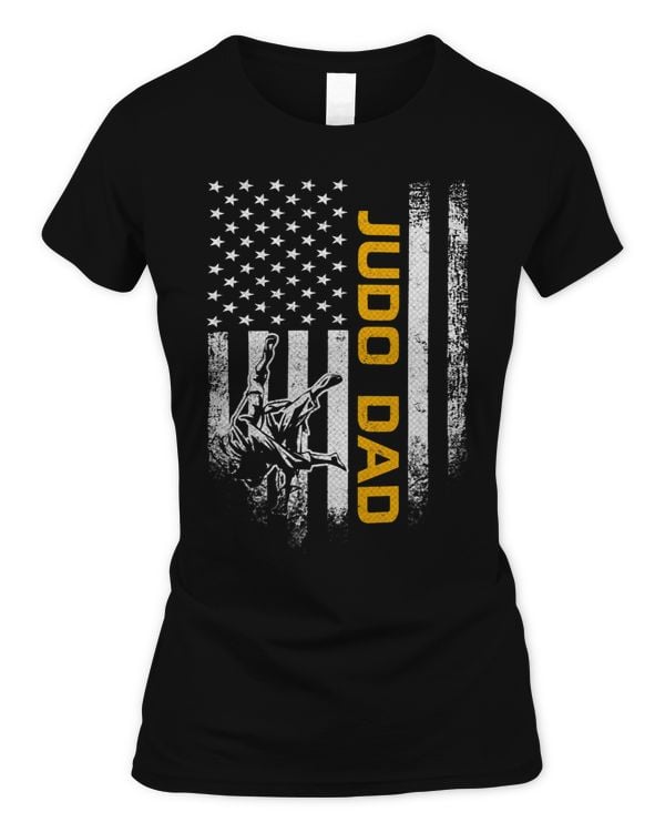 Vintage USA American Flag Judo Karate Dad Silhouette Judoist