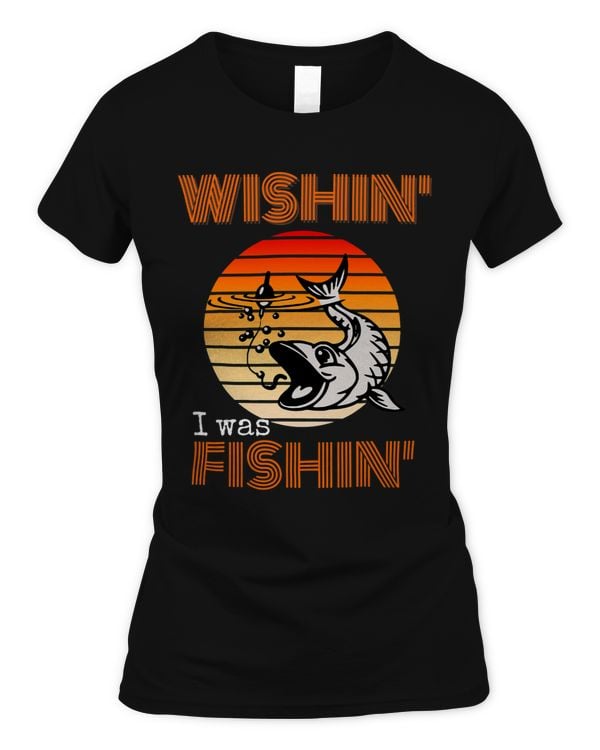 Wishing I Was Fishing Vintage Retro Sunset Angling