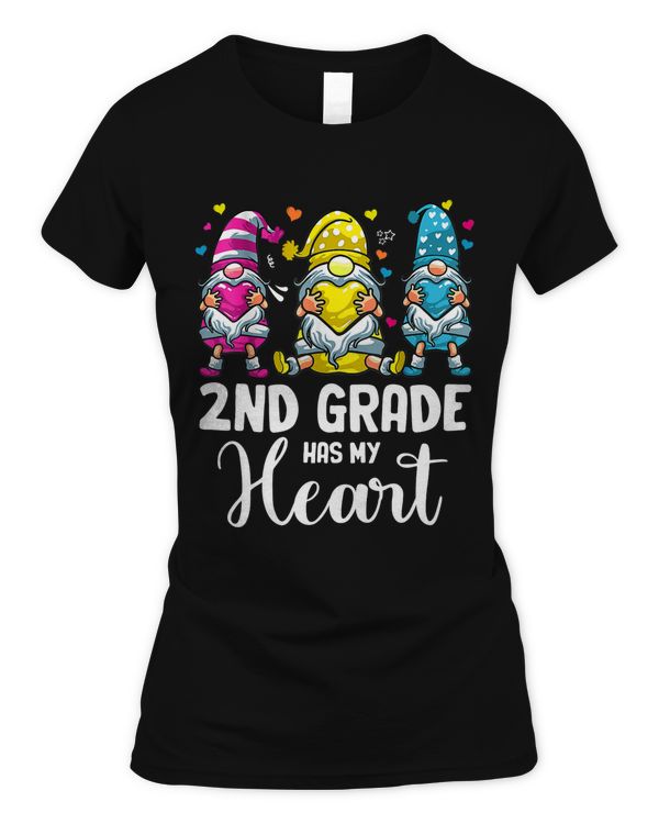 2nd Grade Has My Heart Teacher Valentines gnomes T-Shirt