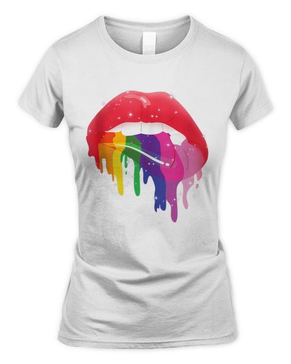 LGBT Glossy Rainbow Gay Pride Dripping Lips