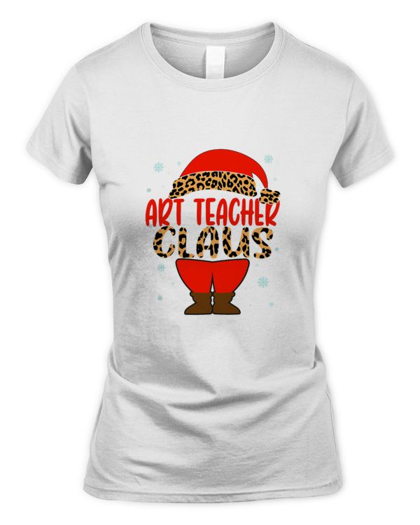Art Teacher Claus Christmas Santa Hat pajamas matching Xmas T-Shirt