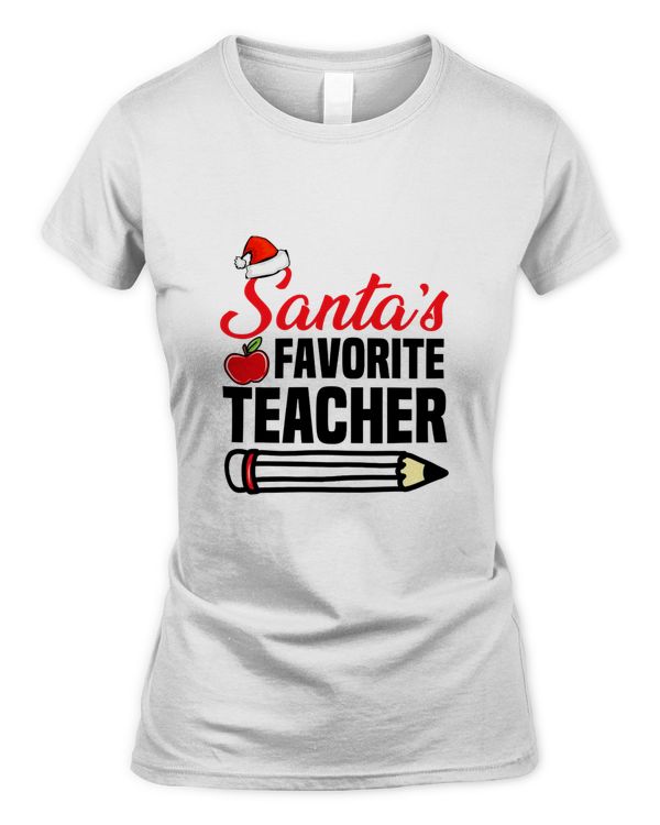 Santa 's Favorite Teacher T Shirt Christmas T-Shirt