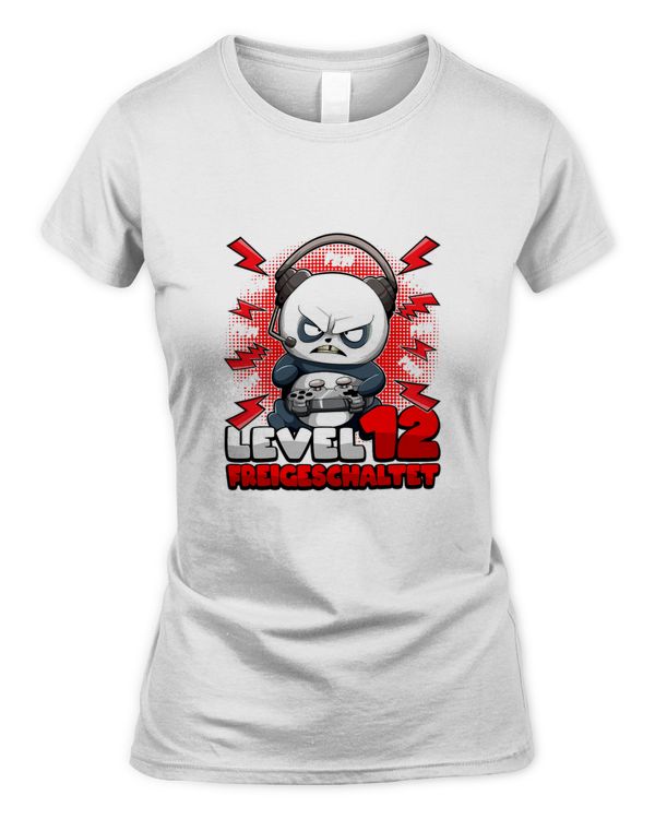 12th Birthday Boy Gamer Panda Level 12 Unlocked Pew T-Shirt