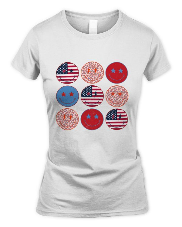 American Smiley Face Shirt, Independence Day Shirt, Patriotic Gift, 4th Of July, Retro USA Flag Shirt