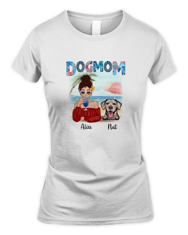 Dog Mom Pretty Woman Summer Pattern Personalized Shirt, Dog Mom Shirt, Summer Shirt For Dog Mom, Gift For Dog Mom