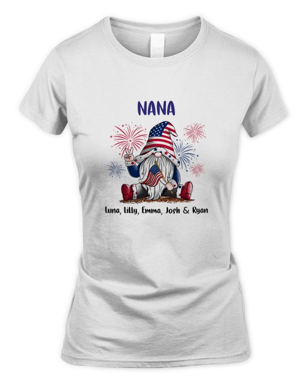 4th Of July Independence Day Gnome Grandma Personalized Shirt, Gift For Grandma, 4th Of July Grandma Shirt