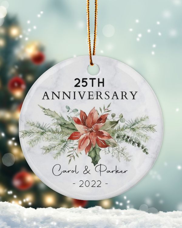 Personalized Custom 1st 1 Year Anniversary Christmas 50th 25th 40th 30th Ceramic Ornament