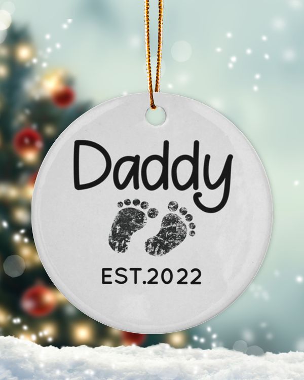 Personalized Custom New Dad Daddy Est Christmas Ceramic Ornament