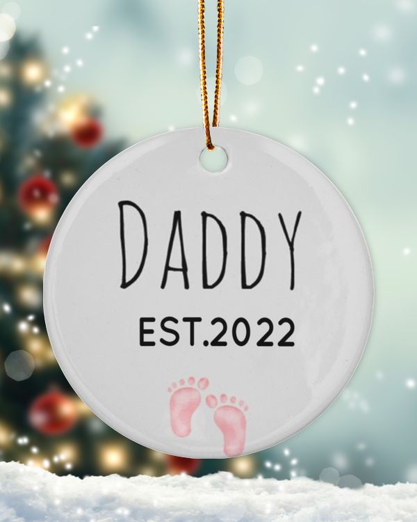Personalized Custom New Dad Daddy Est First Christmas Ceramic Ornament