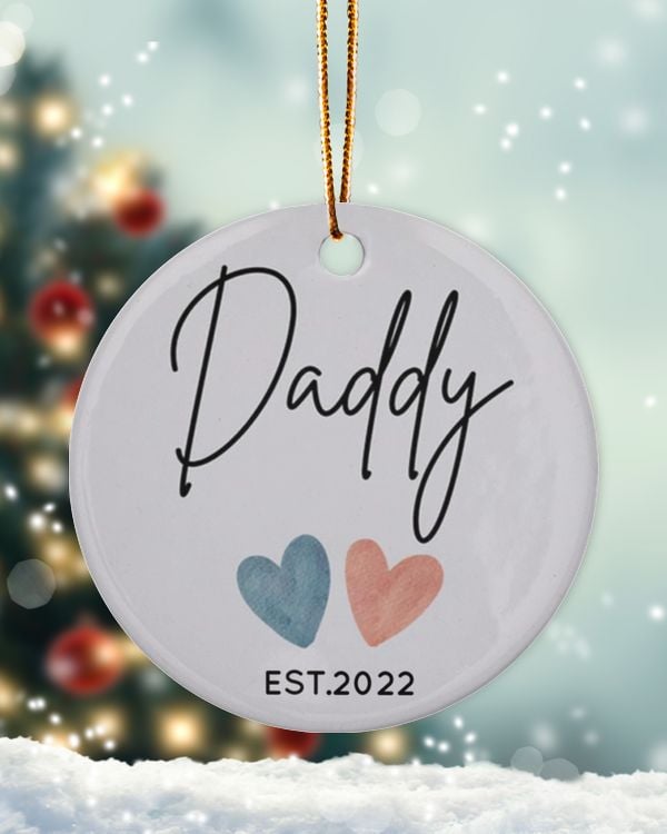 Personalized Custom New Dad First Time Daddy Christmas Ceramic Ornament