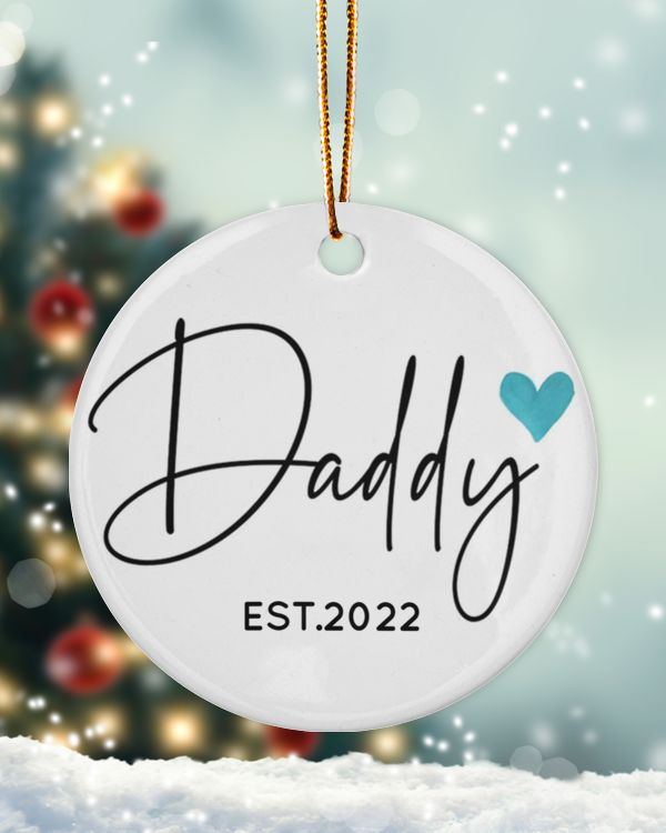 Personalized Custom New Dad To Be Daddy Christmas Ceramic Ornament