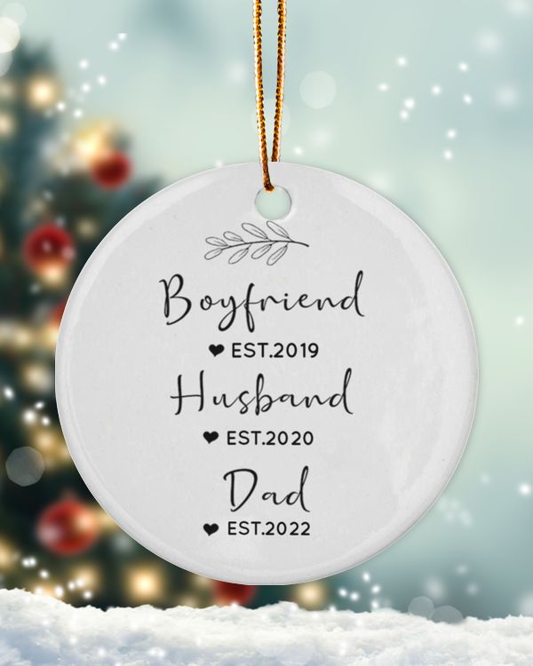 Personalized Custom New Dad Husband Est Daddy First Christmas Ornament