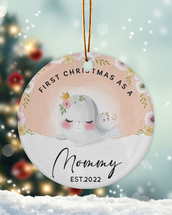 Personalized Custom First Time Mom Christmas Ornament Est Ceramic Ornament