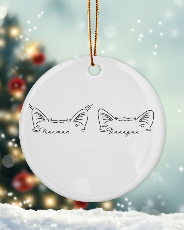 Custom Pet Ears Outline Ornament Using Pet Photo