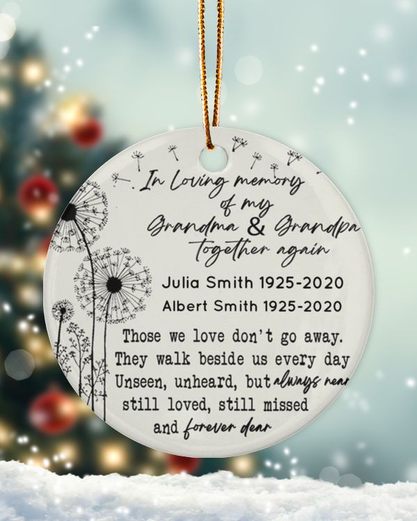 Personalized Custom Memorial In Loving Memory Grandma Grandpa Remembrance Ceramic Ornament