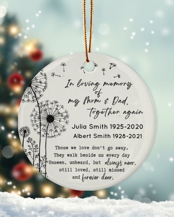 Personalized Custom Memorial In Loving Memory Of My Mom And Dad Ceramic Ornament