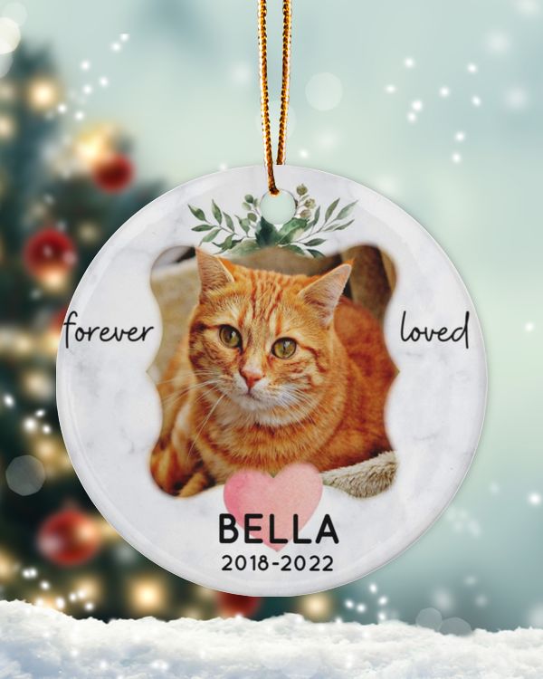Personalized Custom Cat Pet Memorial Christmas Remembrance Photo Ceramic Ornament