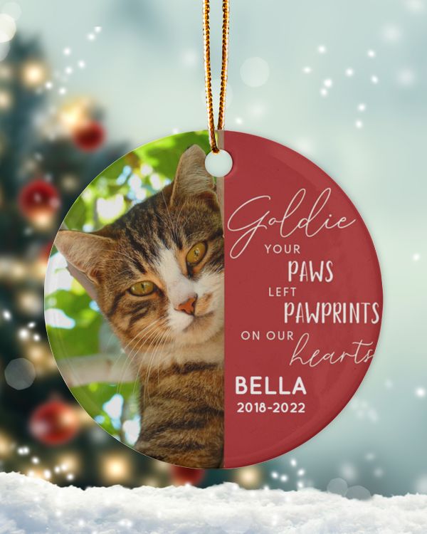Personalized Custom Cat Pet Memorial Photo Christmas Ceramic Ornament