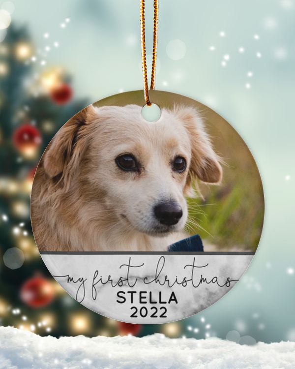 Personalized Custom Dog Puppy First Christmas Ceramic Ornament