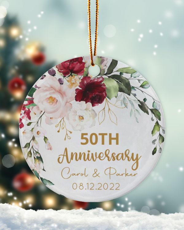 Personalized Custom 50th Wedding Anniversary Anniversary Christmas 40th 30th 25th Ceramic Ornament