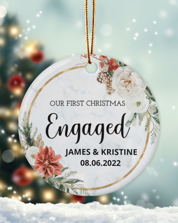 Personalized Custom First Christmas Engaged Ornament