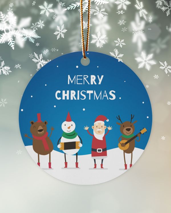 Enjoyable christmas characters playing music under the snow  for christmas and new year 2022