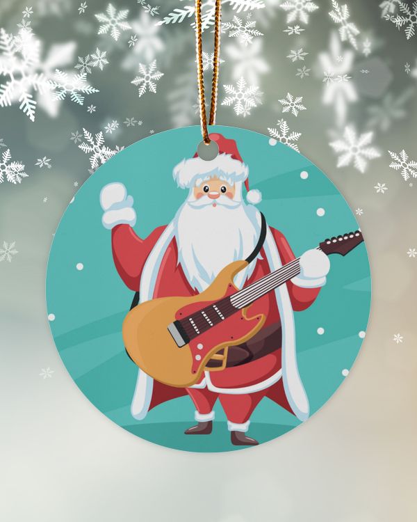 Rocker santa claus with guitar for christmas and new year 2022