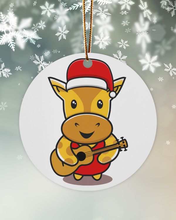 Cute giraffe playing the guitar  for christmas and new year 2022
