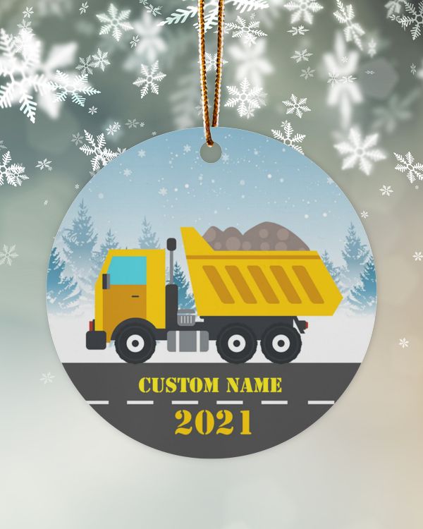 Personalized Kids Dump Truck Custom Christmas Ornament, Kids Ornament Christmas Keepsake