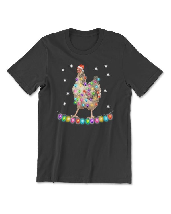 Chicken Christmas Santa Lights Farmer Pajamas 406 hen rooster