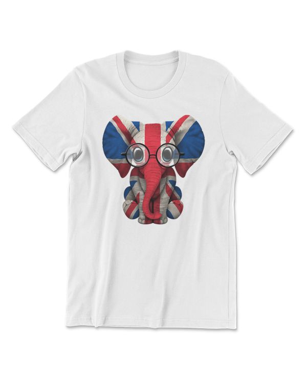 Elephant Baby Elephant with Glasses and Union Jack British Flag 129 Elephant lovers