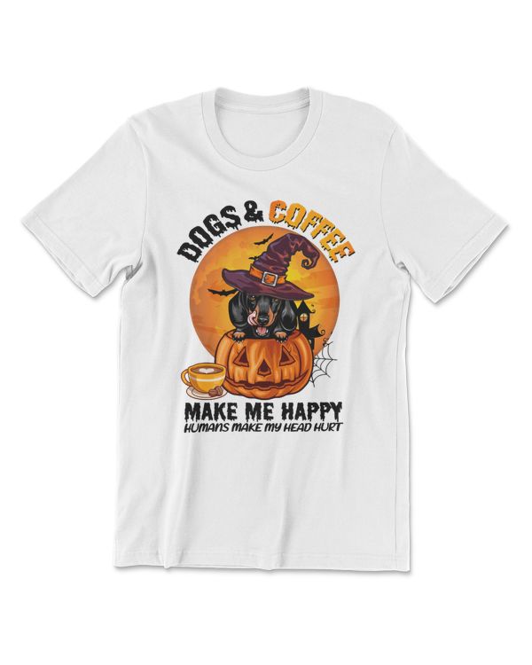 Dachshund Dog Dogs And Coffee Make Me Happy Halloween Dachshund Pumpkin Coffee Lover 231 Dog Lover